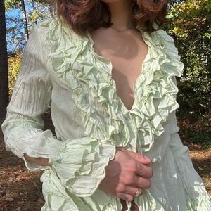 Y2K vintage ruffle tie front top